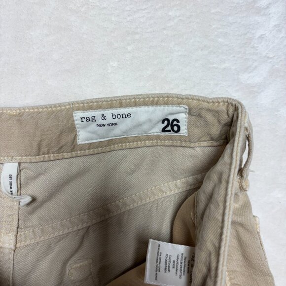 Rag and Bone Womens Logan Mid Rise Wide Leg Pants Size 26 Beige Featherweight - Picture 2 of 16